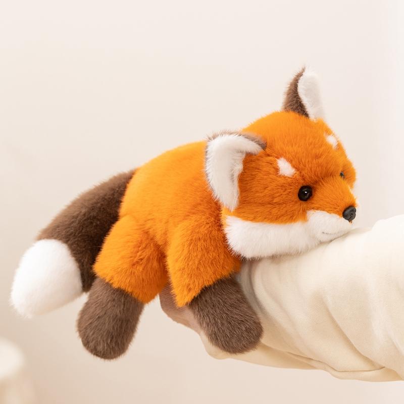 38cm Lying Fluffy Plush Fox Toy Stuffed Kawaii Orange Cartoon Animal Appeasing Companion Gift