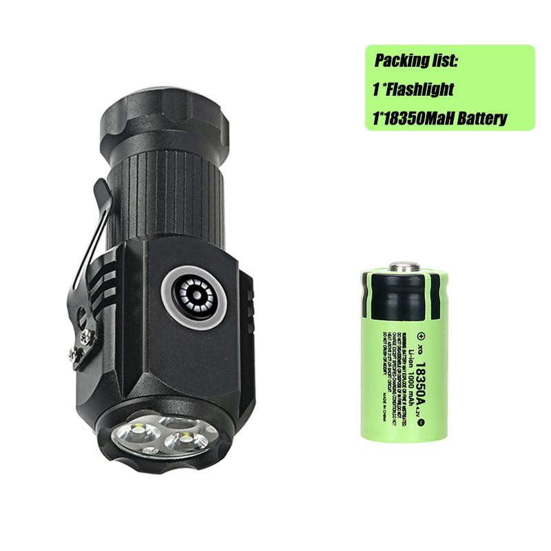 Powerful Mini EDC LED Flashlight 2000LM Super Bright Hat Clip Light USB Rechargeable Torch Camping Lantern with Power Indicator