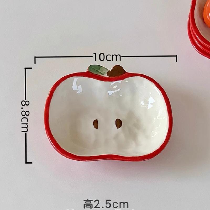2025 Apple Shaped Ceramic Salad Bowl Soup Noodle Ramen Rice Bowl Family Fruit Snack Pretty Bowls Utensils for Kitchen Tableware