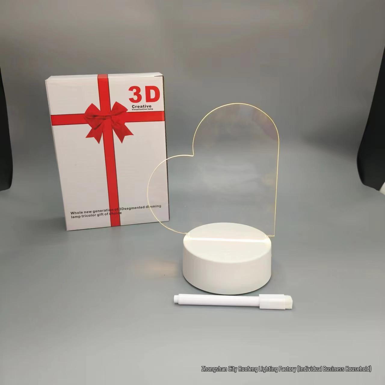 

3D Нічник з основою з масиву дерева - Світлова акрилова дошка для повідомлень, що стирається USB Single-Color Plug-in