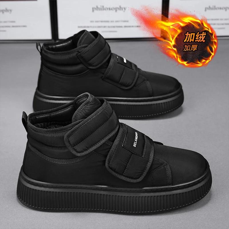 High Top Sneaker Men Designer Winter Plush Snow Boots Fashion Casual Corduroy/Down Upper Height Increased Platform Board Shoes