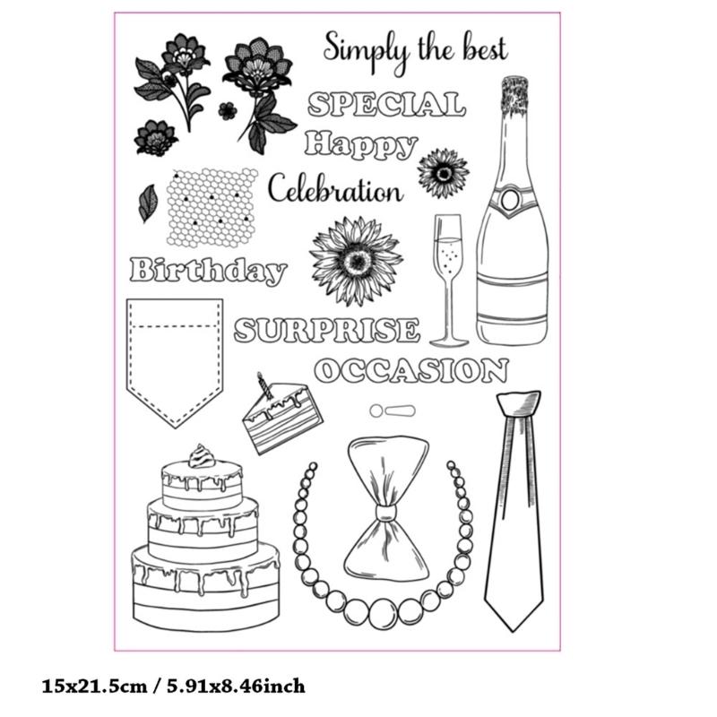 Birthday Celebration Clear Silicone Stamp Scrapbooking Silicone Stamp for Birthday Card Making, Photo Album Decoration