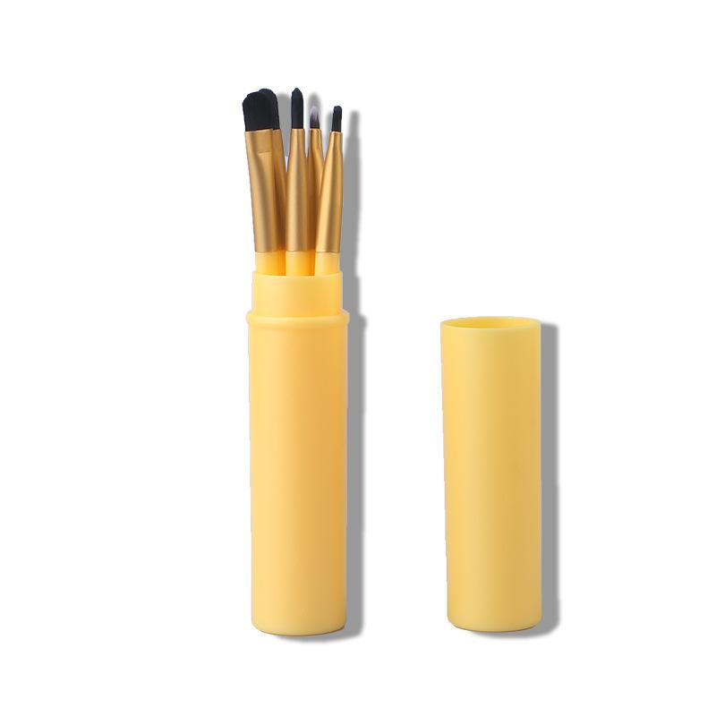 Crazed Rush 5-Piece Aluminum Eyeshadow Brush Set with Case: Eyelid, Lip, and Nose Blending Tools