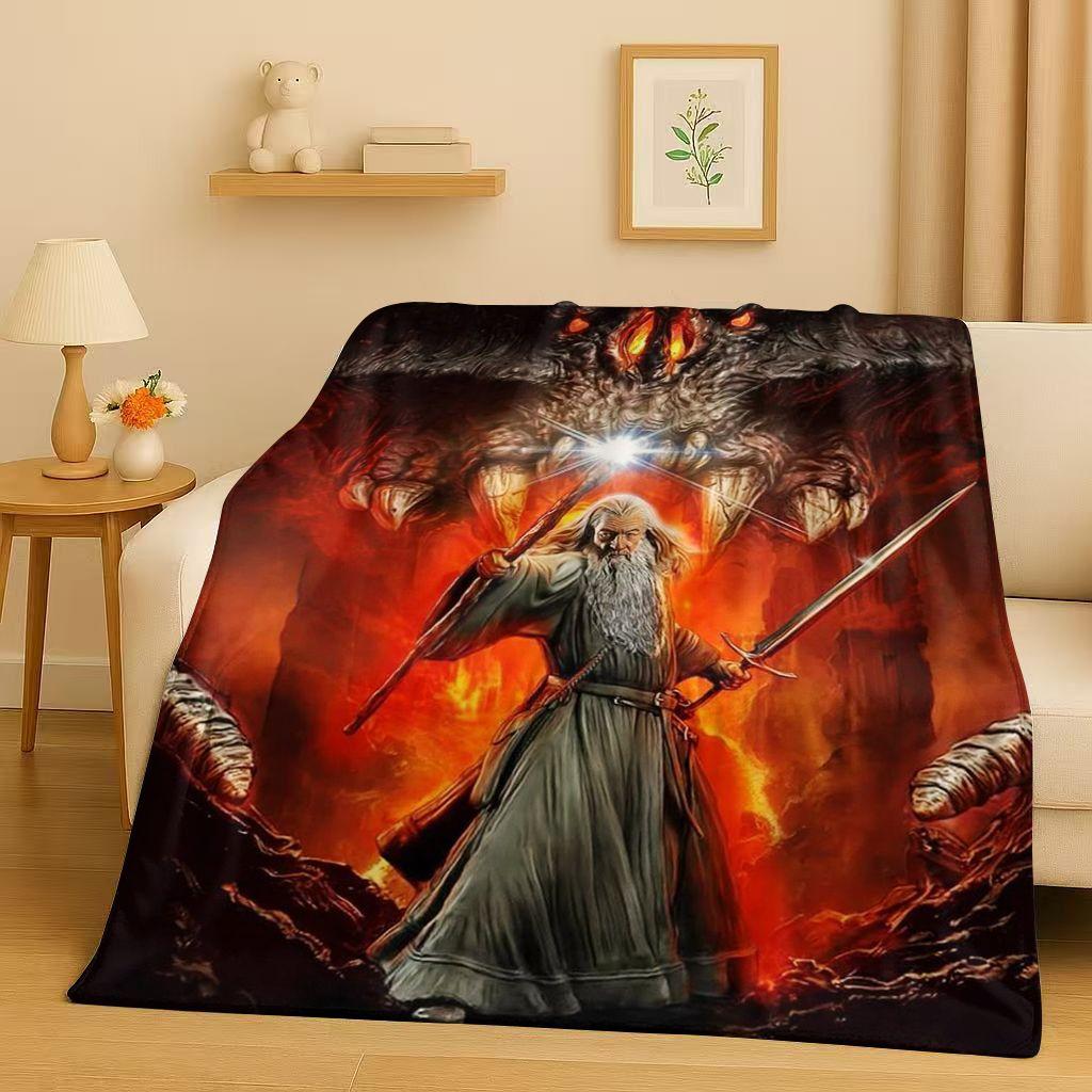 Classic L-Lord of The Rings H-Hobbit Gandalf Legolas Flannel Blanket,Ultra Soft Warm Plush Throw for Home Bedroom Bed Sofa Cover