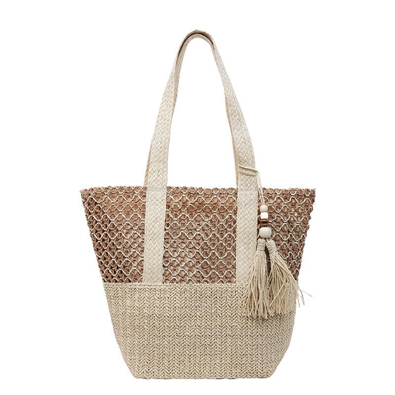 Summer Grass Woven Bag Women's 2025 New Fashion Large-capacity Commuter Tote Bag Seaside Vacation Beach Bag