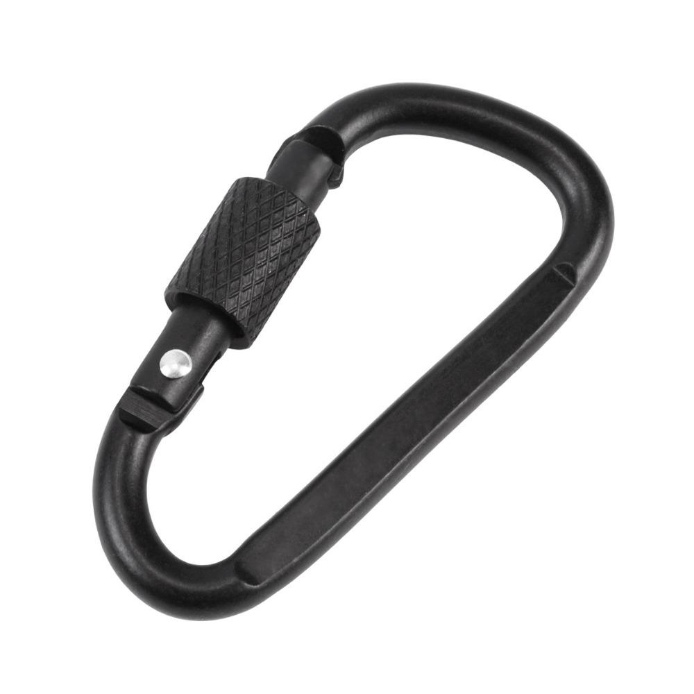 Aluminum Alloy Safety Buckle Keychain With Lock D-shape Carabiner Camping Hiking Hook
