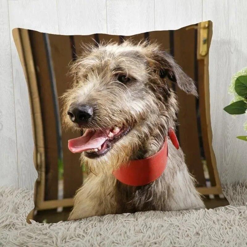 Irish Wolfhound Pillowcase Modern Home Bedroom Living Room Sofa Cushion Cover 45x45cm Peach Skin Pillowcase