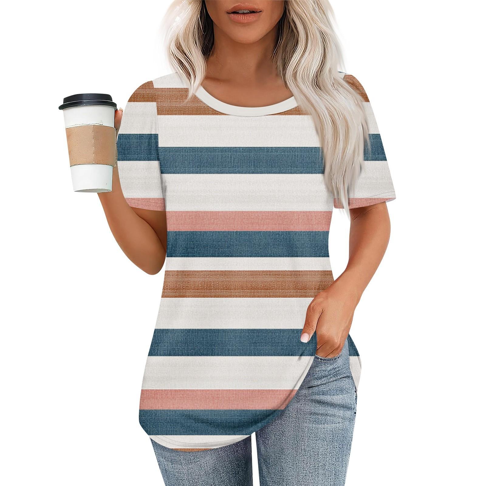 

Женский модный повседневный свитер с коротким рукавом и круглым вырезом L синий