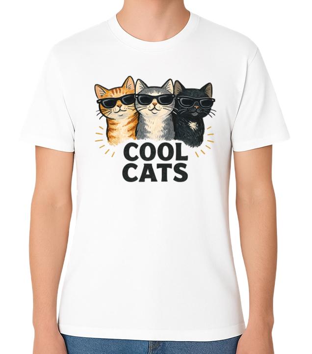 Cool Cats Sunglasses Graphic Unisex T-Shirt Funny Stylish Cat Lover Tee S