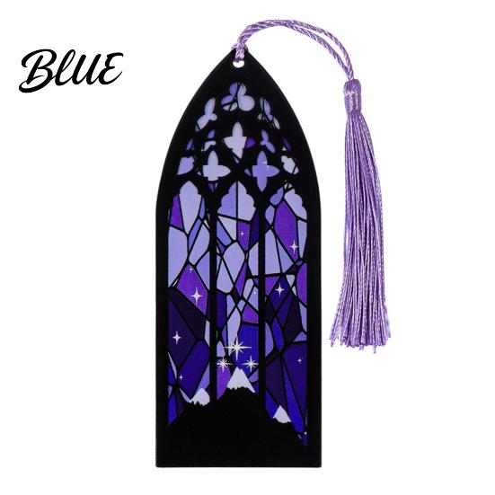 Decorative Book Accessory Stained Glass Art Acrylic Bookmark Halloween Dark Aesthetic Mark Transparent Double-sided Bookmark Page Marker with