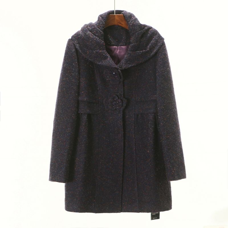 

Women s 3 C731 Fashion Winter Woolen Regular Coat Dark purple S/155/80A