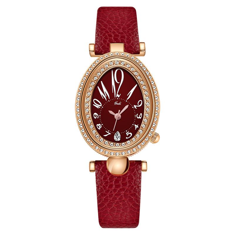 Ladies Oval Diamond Fashion Casual Literary Temperament Waterproof Watch Women