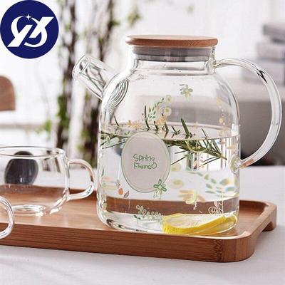 1800 ml Europäische Kreative Transparente Hitzebeständige Glas Teekannen Kaltes Wasser Topf Filter Blume Teekanne Große Kapazität Büro Wasserkocher