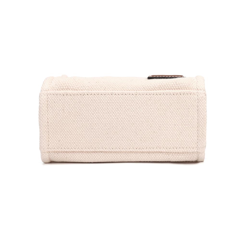 Bally Akelei Logo Print Cotton Fabric With Leather Trim Mini Tote Bag Women tote Beige 6307810