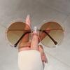 Vintage Round Oversized Sunglasses for Women Brand Designer Gradient Shades Metal Frame Lady Sun Glasses Lentes  Mujer
