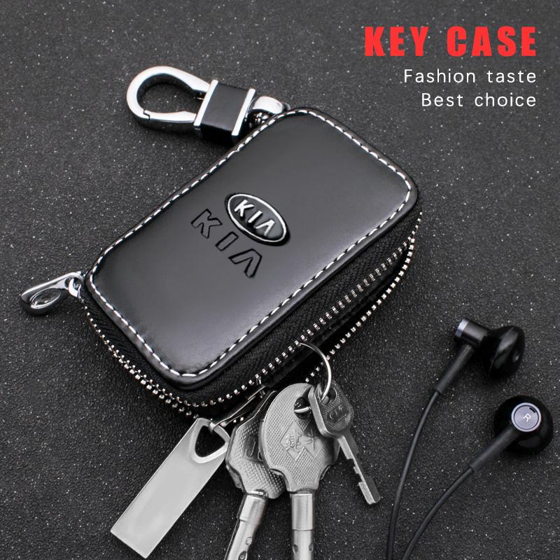 2026 Hot Car Sticker Leather Key Wallet Car Key Bag Multi Function Key Case Accessories For Kia Sportage Ceed Picanto Rio ProCee