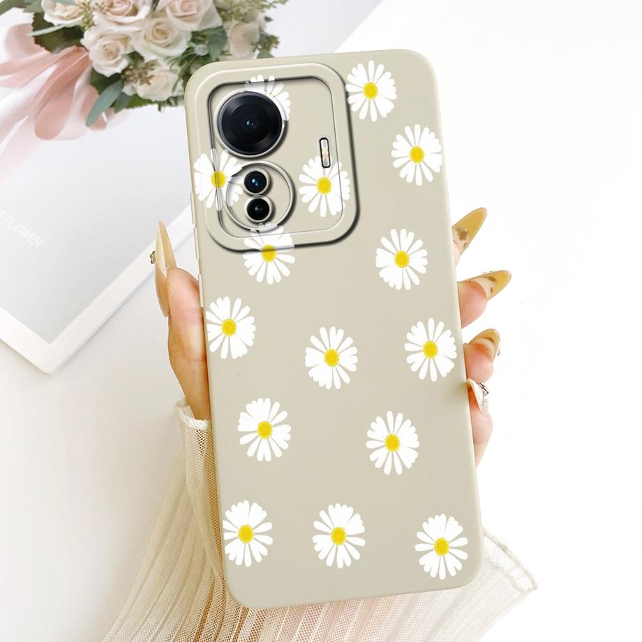 Soft Silicone Funda For Vivo S15e Vivo T1 T1Pro 5G IQOO Z6 Pro Phone Case Vintage Starry Cherry Bow Print Daisy Bumper Anti-fall