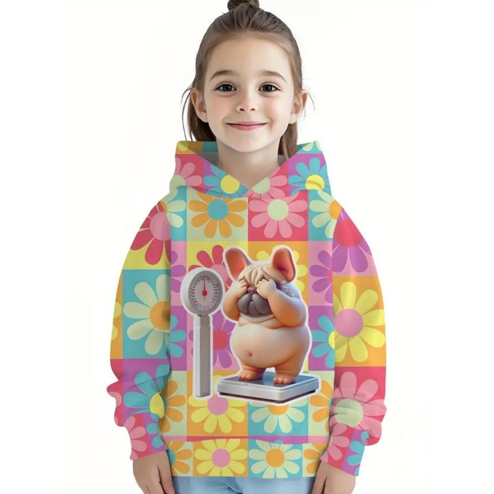 Yellow Girl Clothes Cute Animal Print Autumn Cartoon Hoodies Tops Casual Loose Girl Sweatshirts Trendy Y2k Children's Clothing