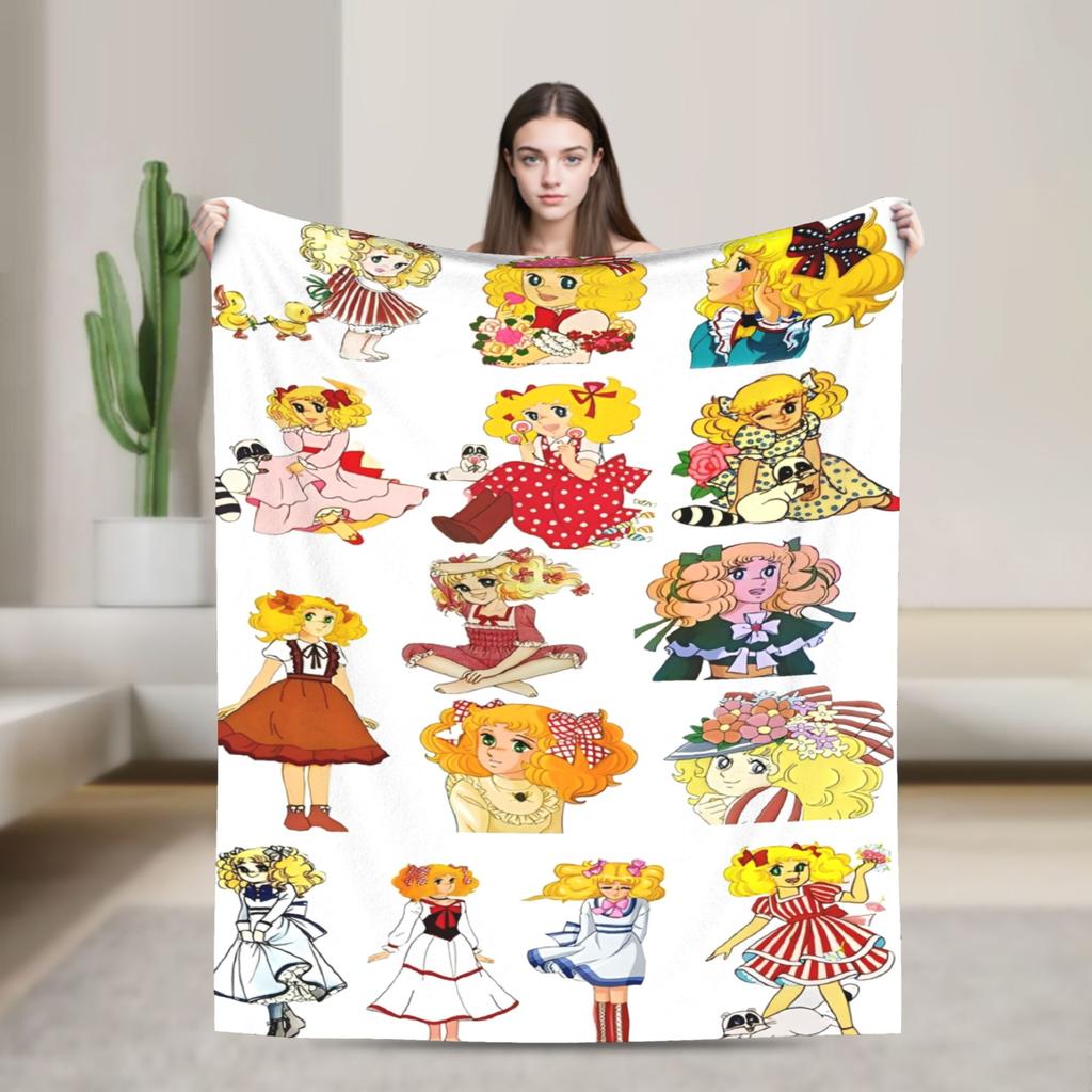 Candy Candy And Terry Anime Blanket  Warm Soft Funny Plush Bedding Throws For Couch Bed Travel Flannel Bedspread Bed Cover