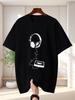 Unisex T Shirt Retro Headphone Cassette Graphic Tee Vintage Music Print Short Sleeve O Neck Loose Casual Tops Summer Streetwear