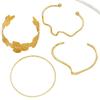Conjunto de 4 Peças/Conjunto de Pulseiras Metálicas com Flores e Linhas em Relevo para Mulheres Senhoras Simplicidade Exagerada Conjunto de Pulseiras Acessórios de Joias para Férias