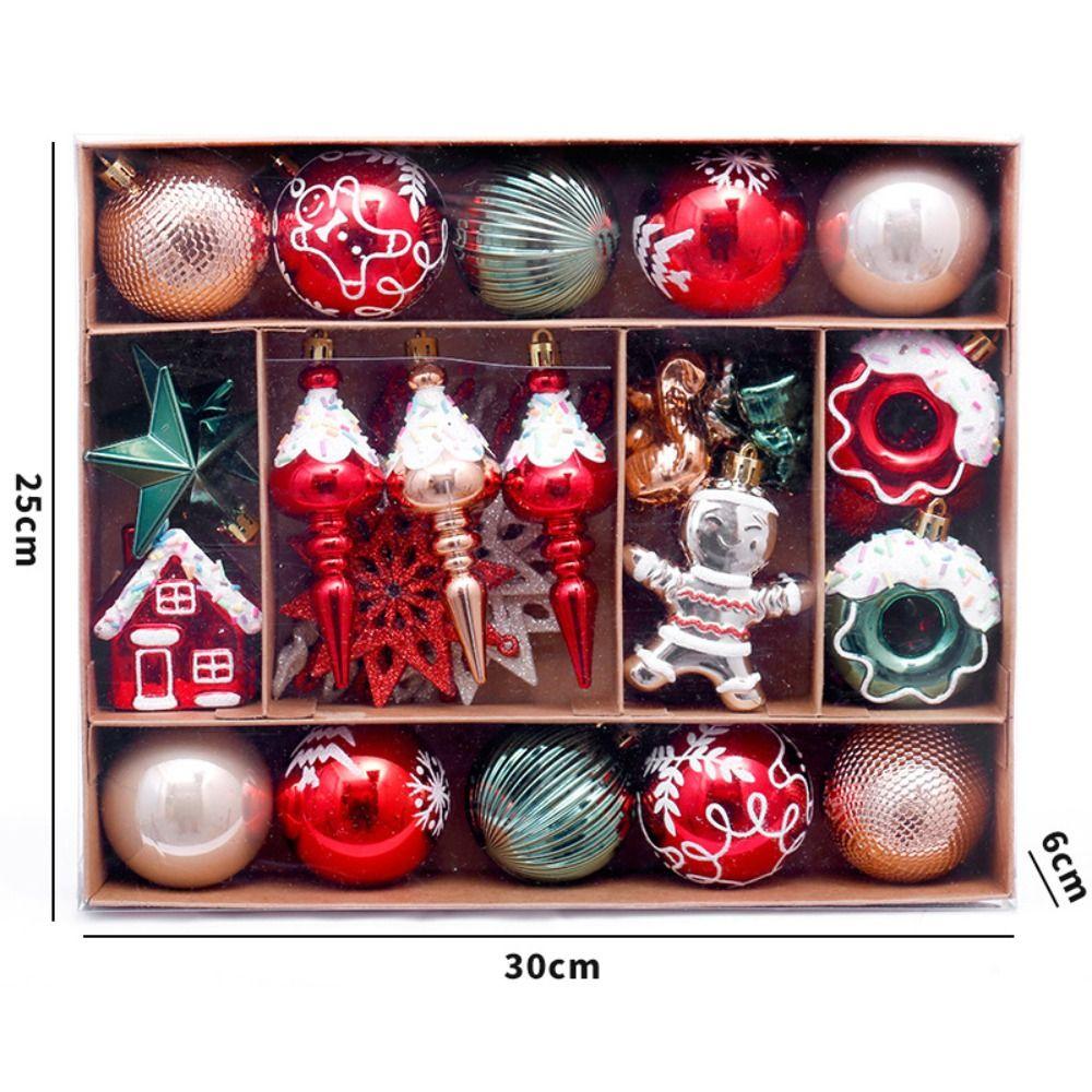 45PCS Gingerbread People Christmas Gingerbread Man European Style Plastics Christmas Tree Ornament DIY Painted Ball Multicolor