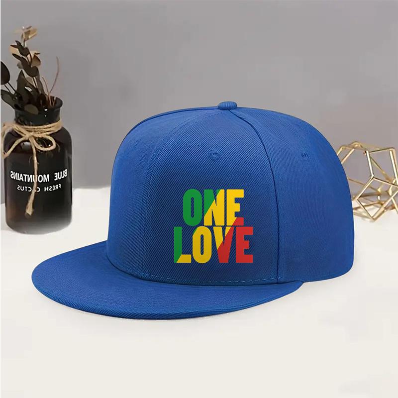 Fashionable Urban Hip-hop Style Hat Printed with 'ONE LOVE' Design, Suitable for Both Men and Women, Versatile Flat Brim Hat