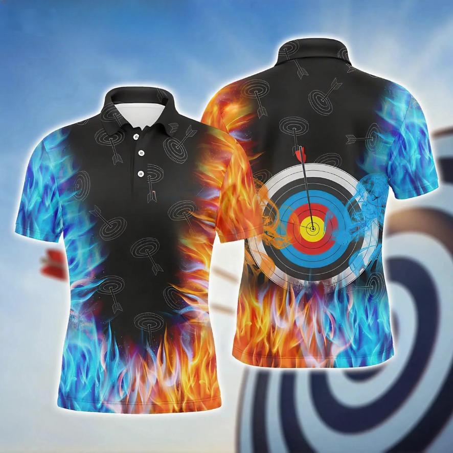 

Summer Lapel 3D Archery Print T-shirts Fashionable Casual Short Sleeved Men s Polo Shirts 6XL