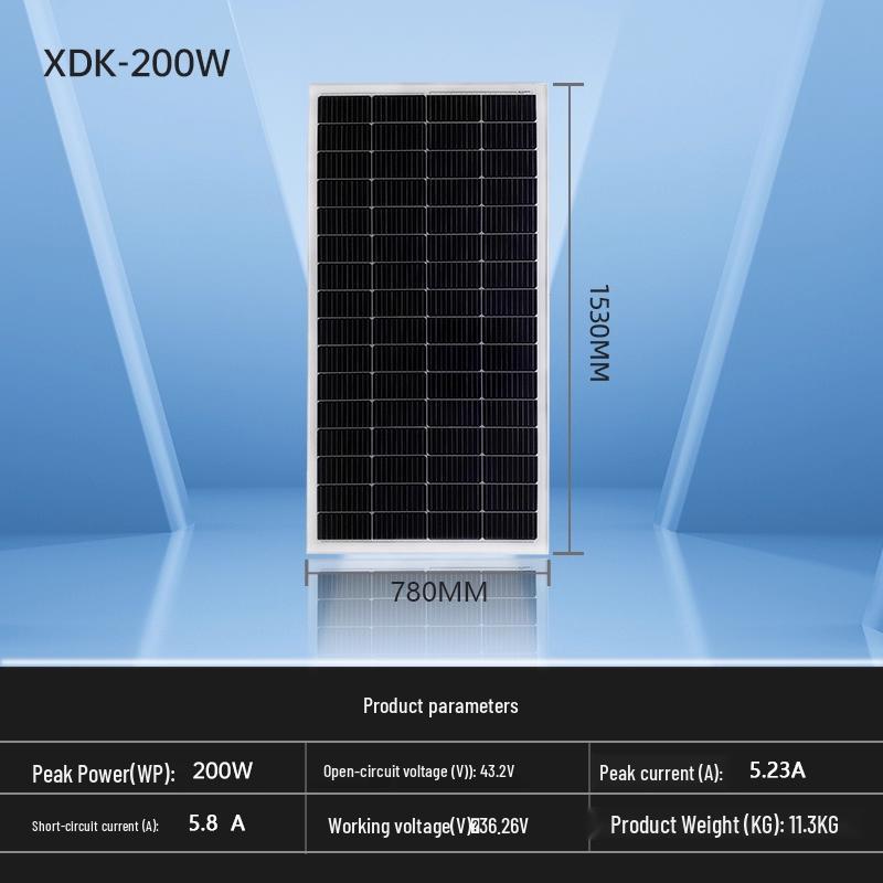 Brand New 200W Monocrystalline Solar Panel for 12V/24V Photovoltaic Power System - Free Shipping