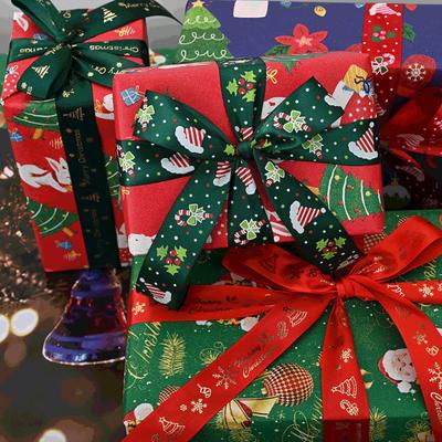 Christmas Wrapping Paper 16Ft/33Ft Reindeer Santa Claus Gift Wrap Xmas Bell Wrapping Paper Roll for Festive Gifts Party Treats