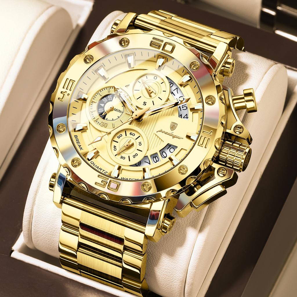 Stainless Steel Watch for Men with Large Dial Quartz Men Watches Fashionable Luxury Business Watches for Men Watches