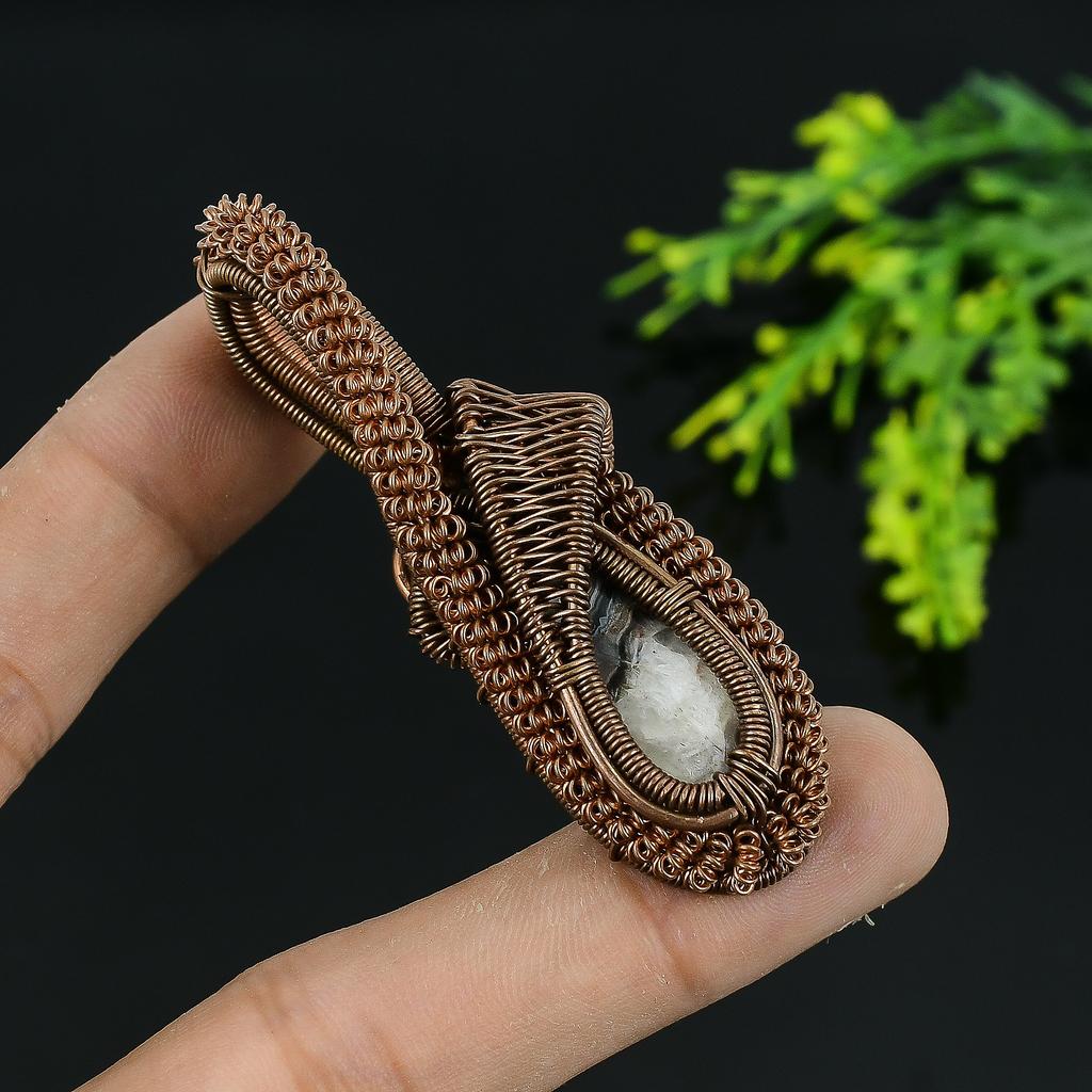 Banded Agate Handmade Copper Wire Wrap Jewelry Pendant 2 h4G60