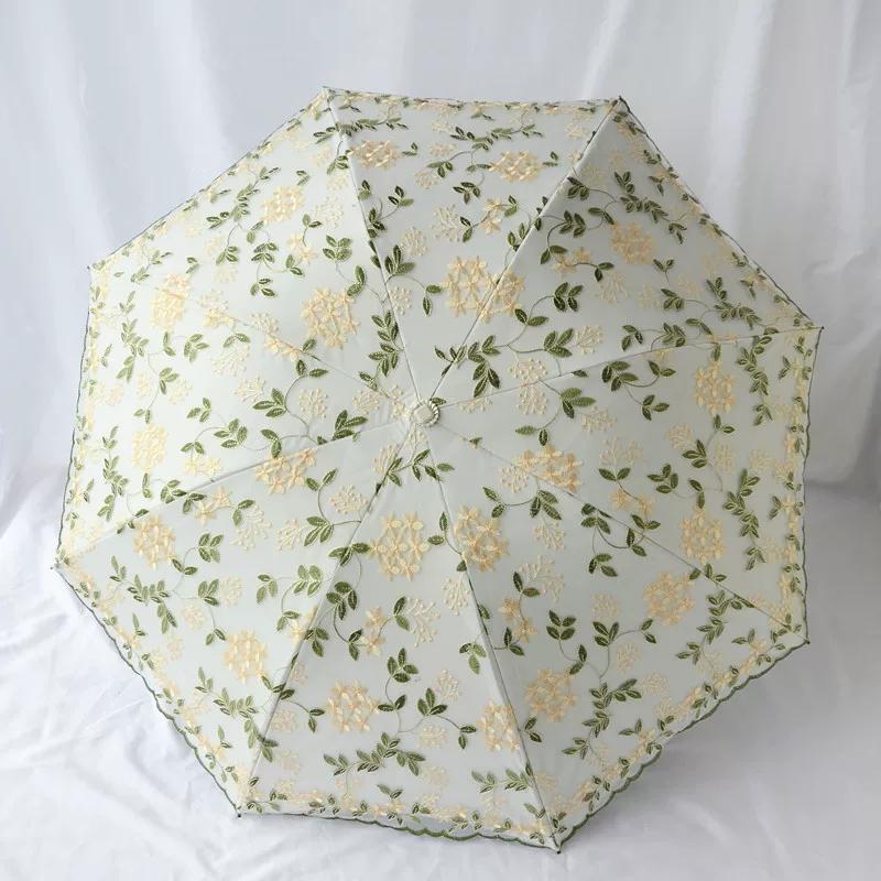 Umbrella Lace Sun Umbrella Female Embroider Sun Protection UV Protection Sun Umbrella Retro Style Princess Umbrella Sunny and Rain Dual-Use