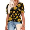 Womens Tops Short Sleeve Shirts Buttons V Neck  Fashion Outfits  Blouses  Casual