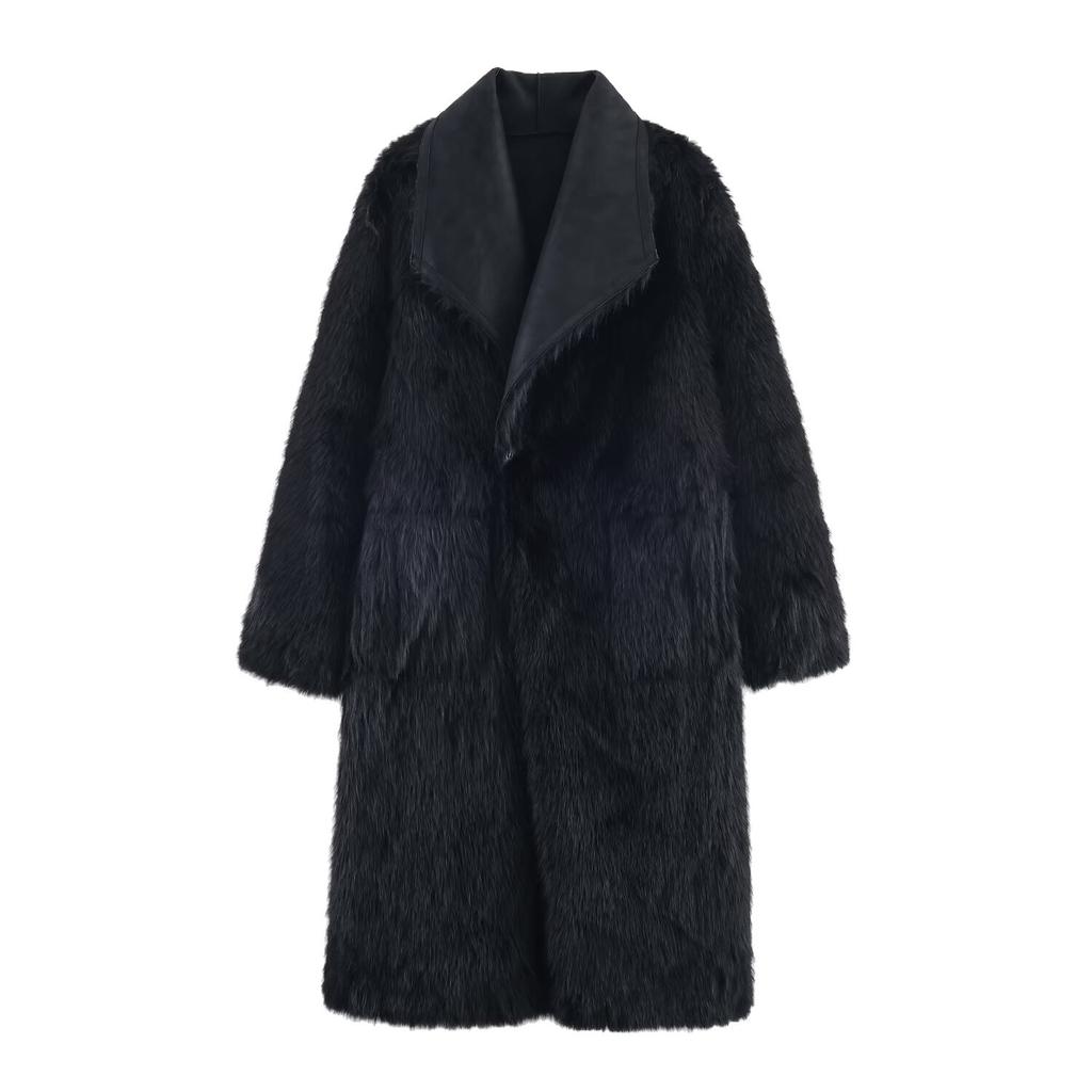 European and American style, wholesale women's clothing fashion and versatile temperament double-sided two-sided artificial fur effect coat