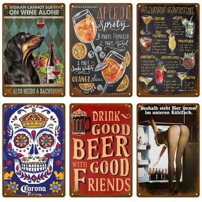 Vintage Posters Cocktail Tin Sign Plaque Metal Sign Plate Decoration Wall Art Home Decor For Bar Pub Club Man Cave Iron Painting