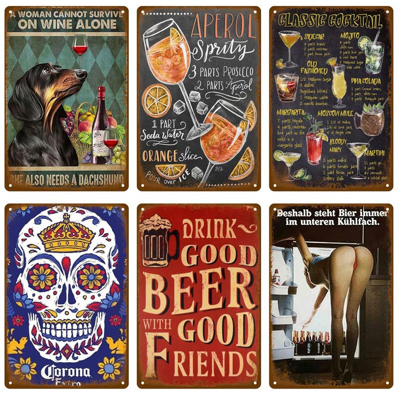 Vintage Posters Cocktail Tin Sign Plaque Metal Sign Plate Decoration Wall Art Home Decor For Bar Pub Club Man Cave Iron Painting