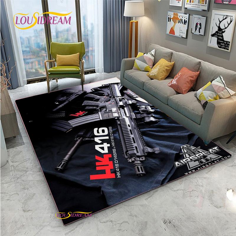 3D Geweer Pistool Revolver Wapen Cartoon Gebiedskleed, Tapijt Kleed voor Woonkamer Slaapkamer, Kind Keuken Deurmat Badkamer Antislip Vloermat