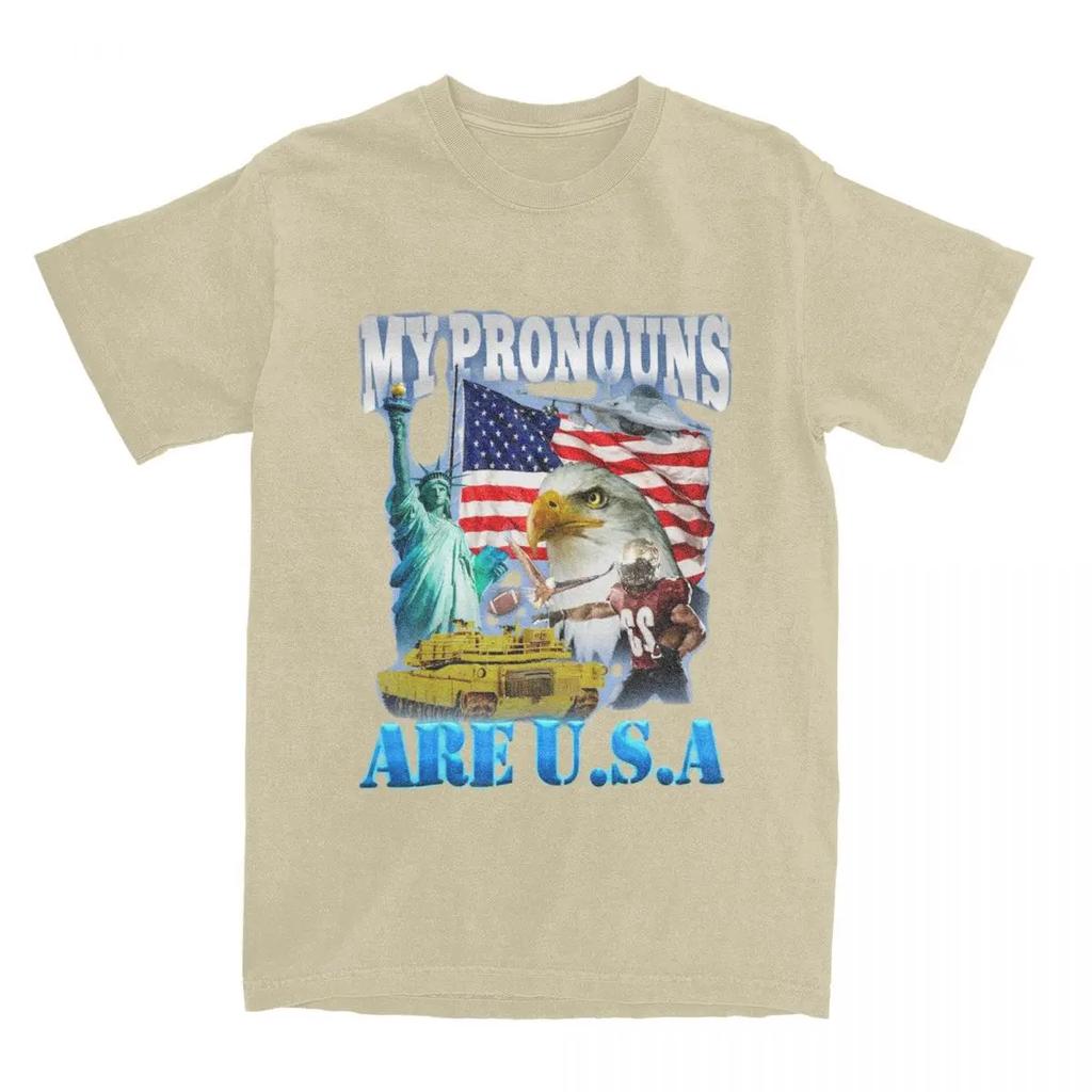 My Pronouns Are USA Funny Meme for Men Women T Shirt United States American Apparel Leisure Tee T-Shirts Cotton Clothes