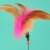 Cat Feather Collar Toys Adjustable Flexible Funny Interactive Cat Feather Wand Collar with Bell for Cat Indoor Play Pink