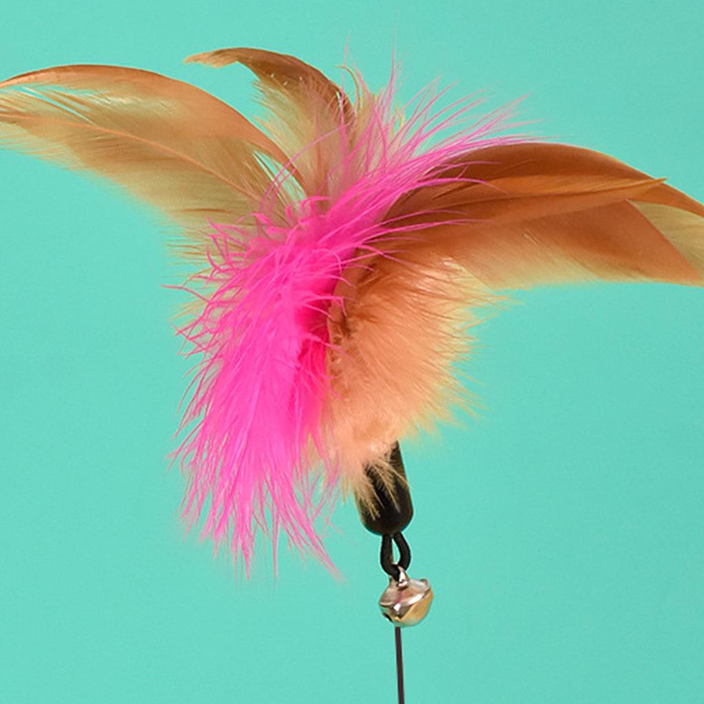 Cat Feather Collar Toys Adjustable Flexible Funny Interactive Cat Feather Wand Collar with Bell for Cat Indoor Play Pink