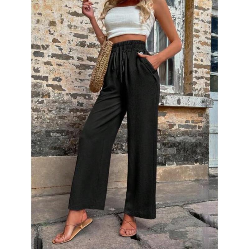 Damen High-Waist Elastischer Bund Lockerer Schnitt Gerade Beine Winter Freizeithose