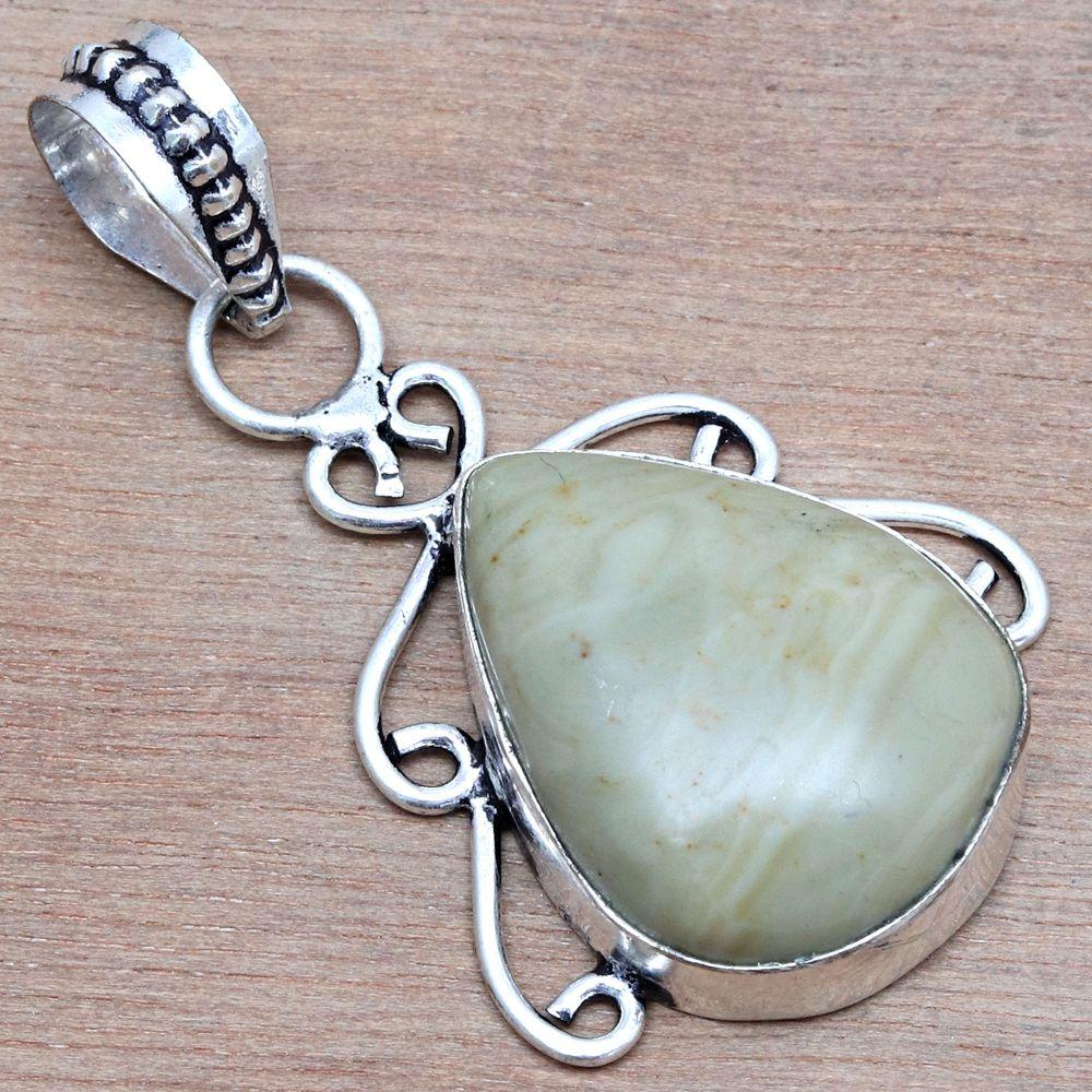 Pendant Amrican Jasper Gemstone Gift For Her Silver Jewelry 1.75"