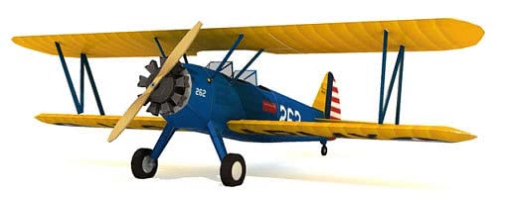 3D Assembly Model Papercraft Airplane Series Stearman (Boeing PT-17 1/40 Scale)