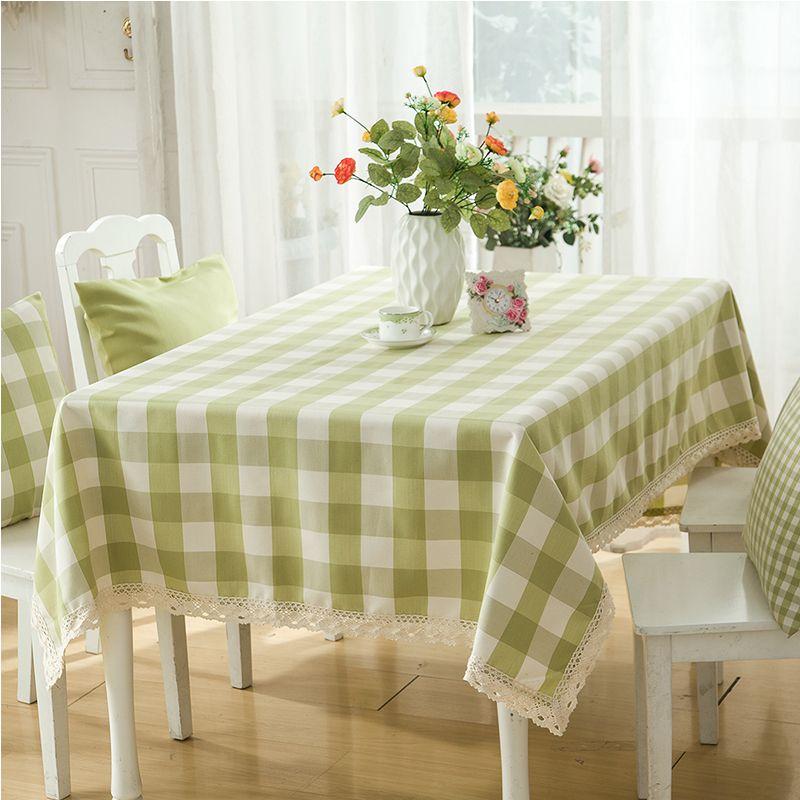 

Scandinavian Cotton and Linen Plaid Table Cloth Small Plaid Fabric Student Desk Coffee Table Cloth Kindergarten Rectangular Tablecloth Large green grid 60*60cm