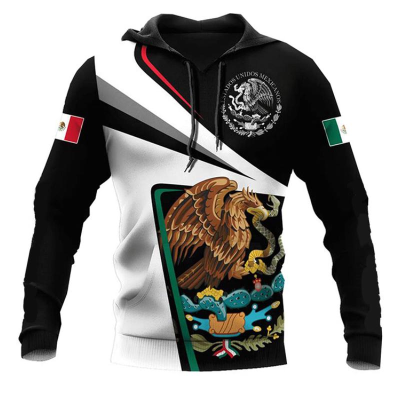 Mexiko Nationalwappen Flagge 3D-Druck Herbst Herren/Damen Hoodie Lässiger Oversized Pullover Beliebtes Sweatshirt Mode Herrenbekleidung