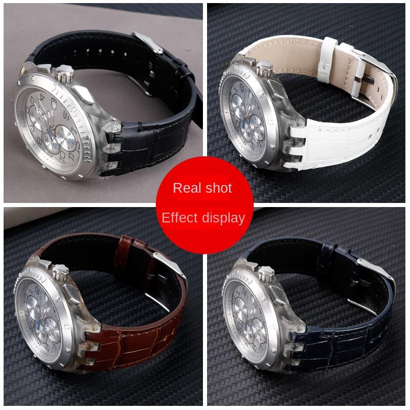 22mm Wrist Band For Swatch SVG Watch Strap SVGK403 SVGK402 SVGB400 Cowhide Leather Watchband Men Bracelet Accessories with Tool