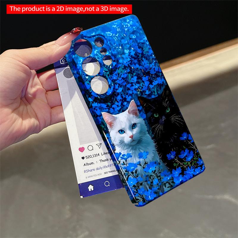2DFlat Samsung phone case Blue Flower Field Cats Phone Case Applicable to Galaxy S22 S23 S24 S25ULTRA S26 A12 A13 A14 A15 A16 A34 A35 A54 A55