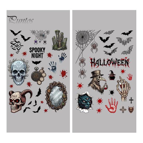 And Skull Cling Halloween Electrostatic Glass Stickers, Demon Blood Handprints Bats Scary Window Pattern Clings, Spooky Stickers for Doors Mirrors
