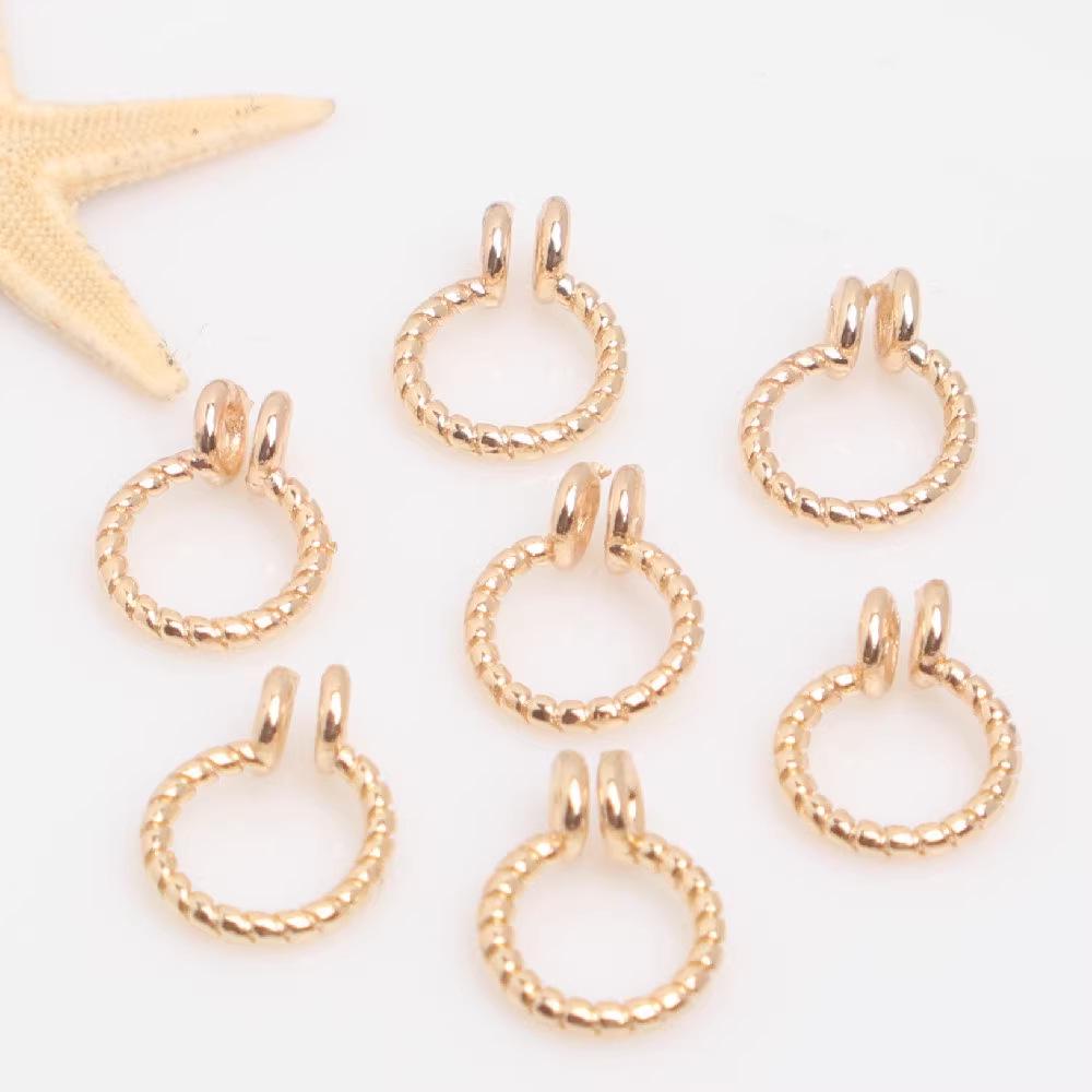 14K Gold plattierter gravierter Doppelkreis-Anhänger & Verbinder für DIY Schmuck